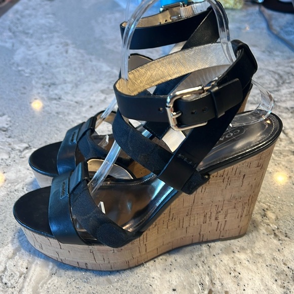 Coach COACH Charla Black Wedge Black Sandals Size 8 - Picture 10 of 13